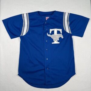 Vintage All Pro Blue Mesh Baseball Jersey Mustang T 23 Adult Large Made in USA